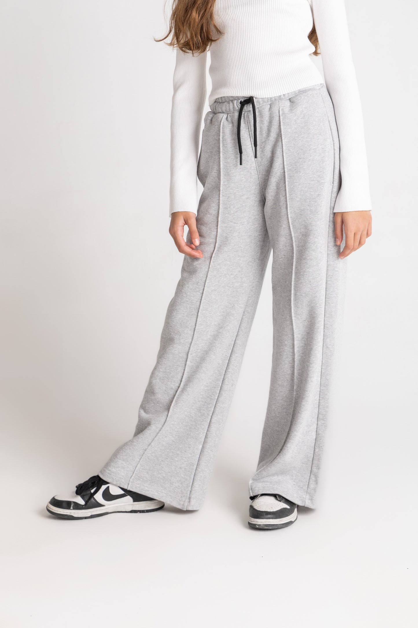 Light Grey Straight Leg Plush Trousers