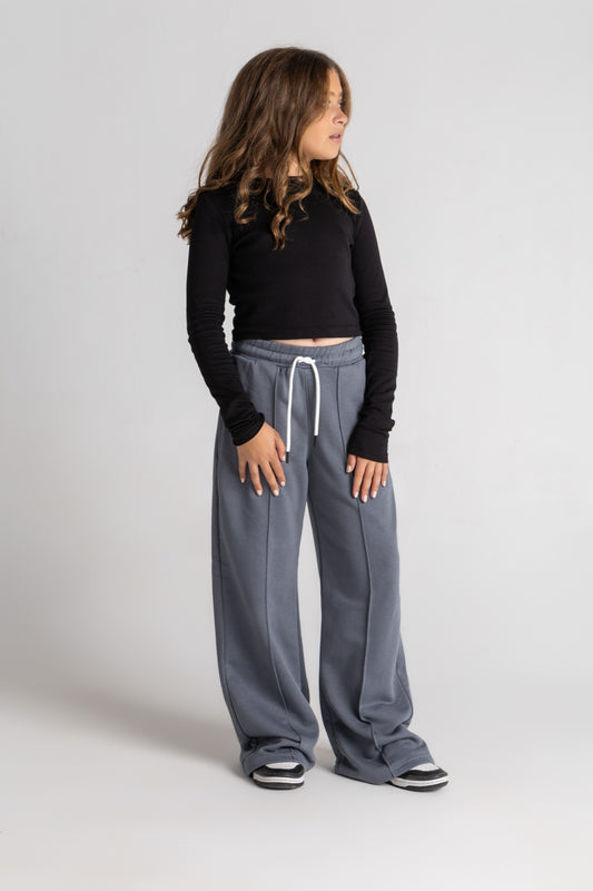 Dark Grey Straight Leg Plush Trousers