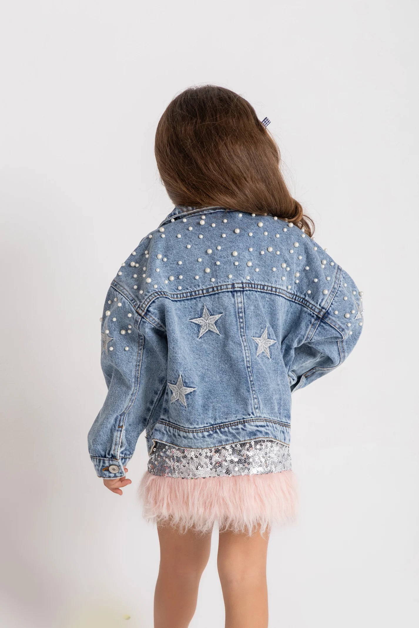 Pearls & Stars Embellished Denim Jacket