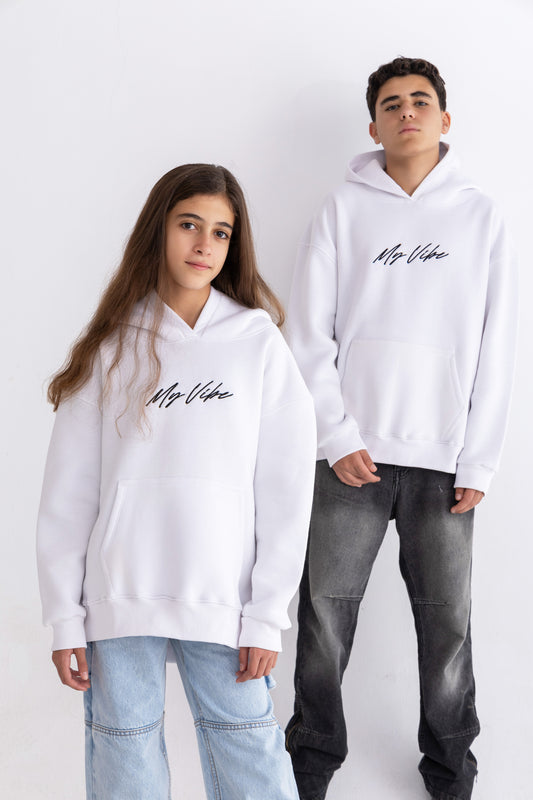 White Oversized My Vibe Hoodie