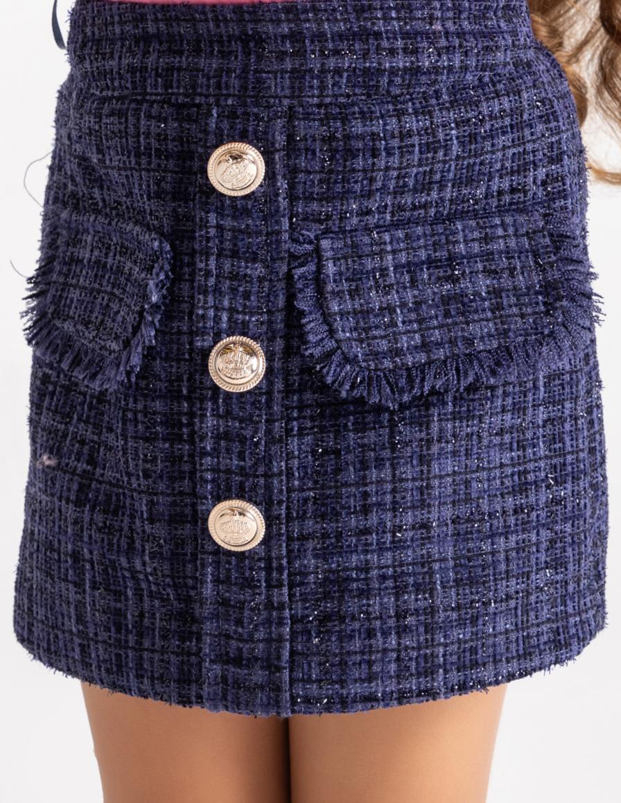 Tweed Skirt in Dark Blue with Sparkles