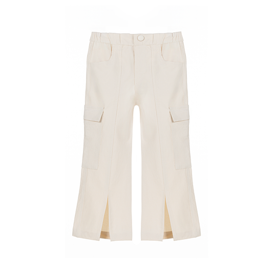 Beige Nylon Cargo Pants