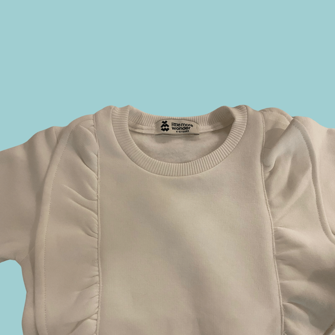 White Plain Ruffle Sweatshirt