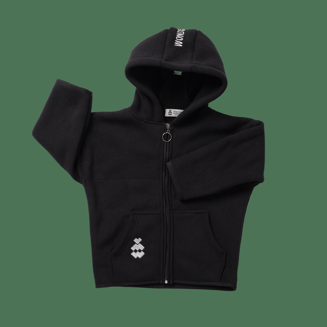 Black Unisex Beige Fleece Fur Jacket