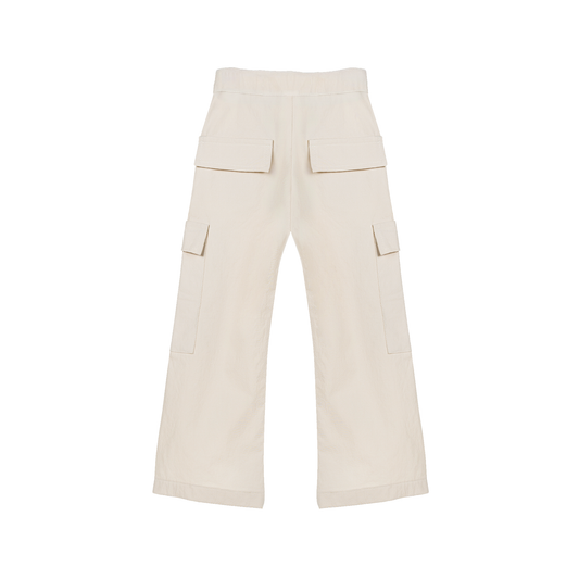 Beige Nylon Cargo Pants