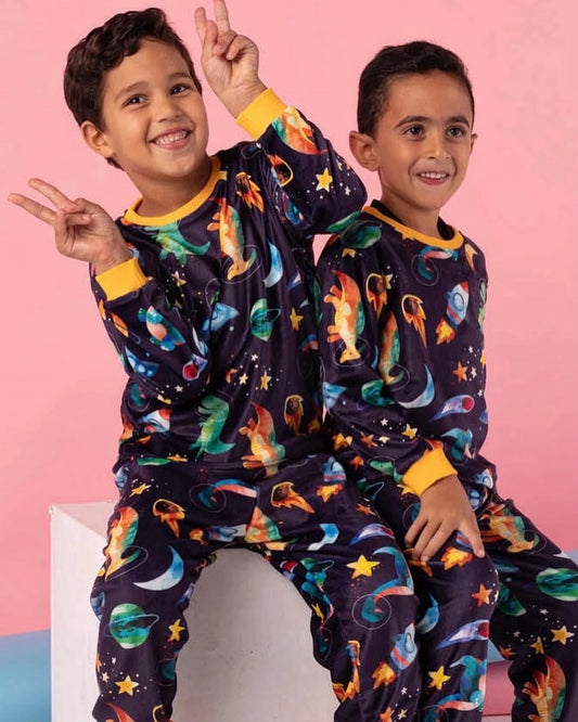 Navy Dino Space Soft Fleece Pyjama