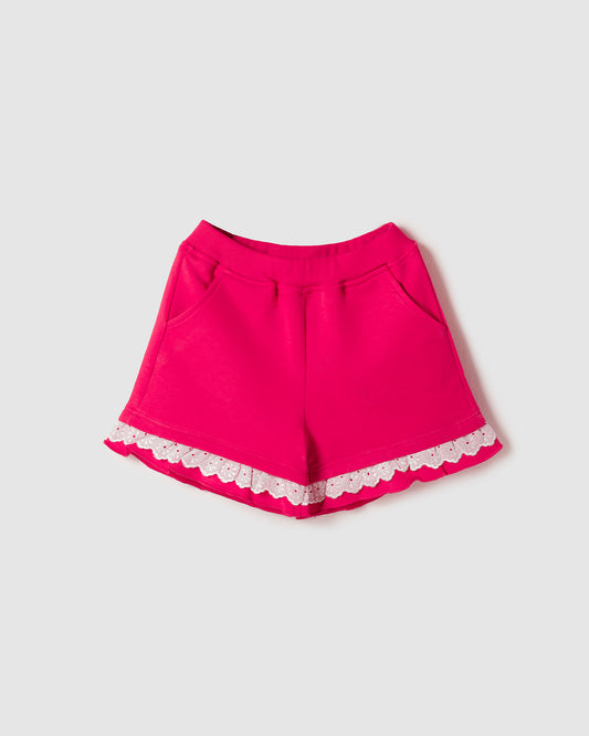 Pink Embroidered Shorts