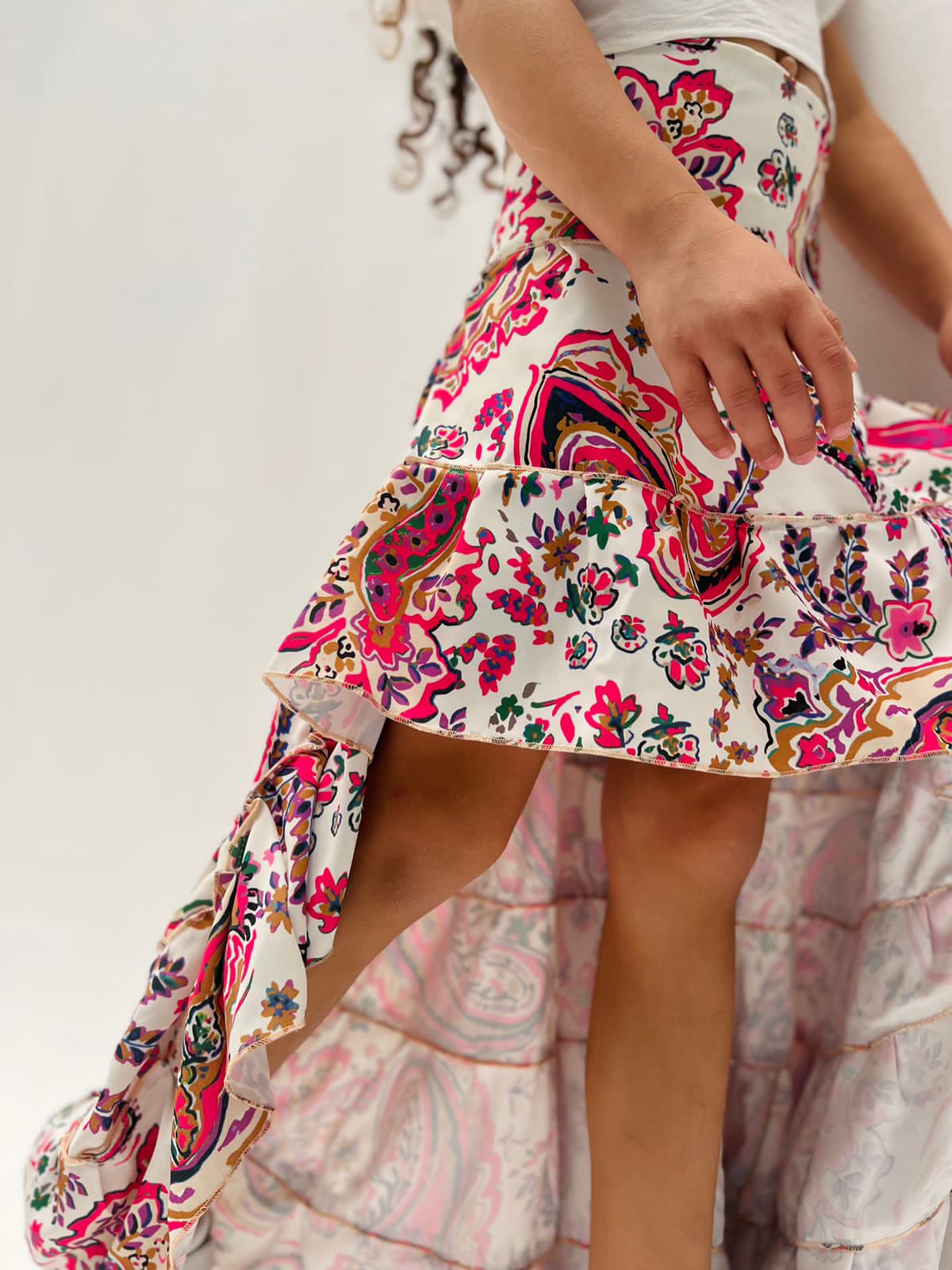 Floral High Low Skirt