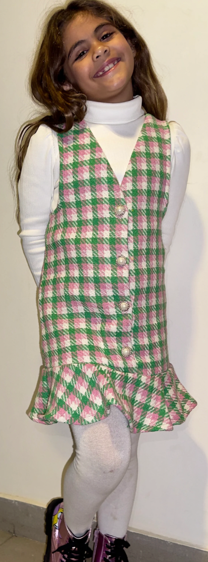 Green/Pink Tweed Dress