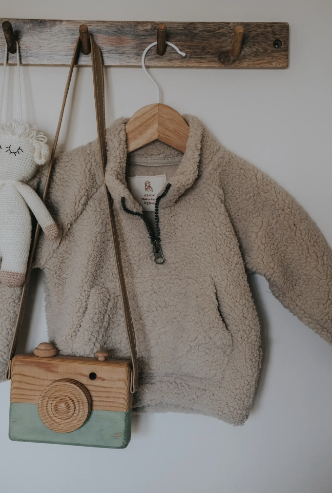 The Beige Fur Quarter Zip Sweater