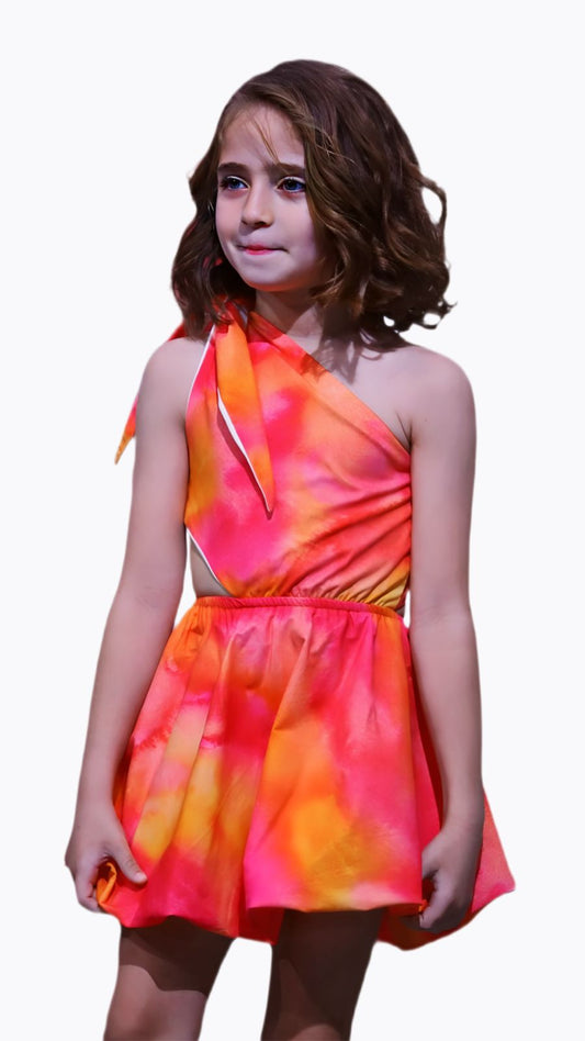 Blooms Fuscia & Orange Cutout Dress