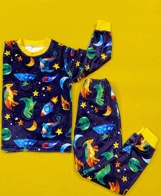 Navy Dino Space Soft Fleece Pyjama