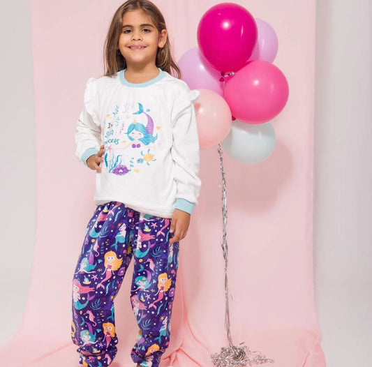 Mermaid Ruffled Soft Fleece Pyjama